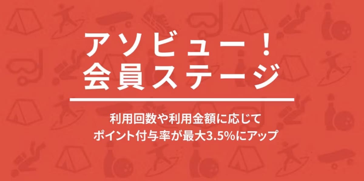 アソビュー会員ステージでポイント最大3.5%