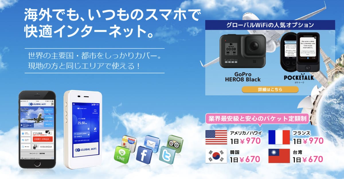 グローバルWiFiの10%OFF特典